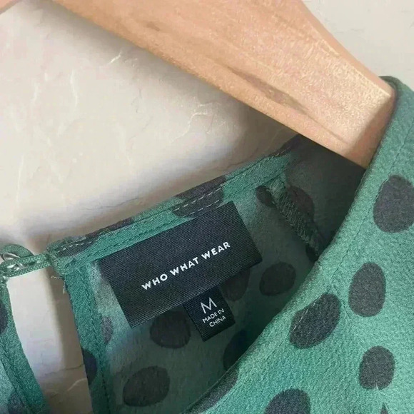 Who What Wear Green Polka Dot Dress Size Medium - Picture 5 of 13